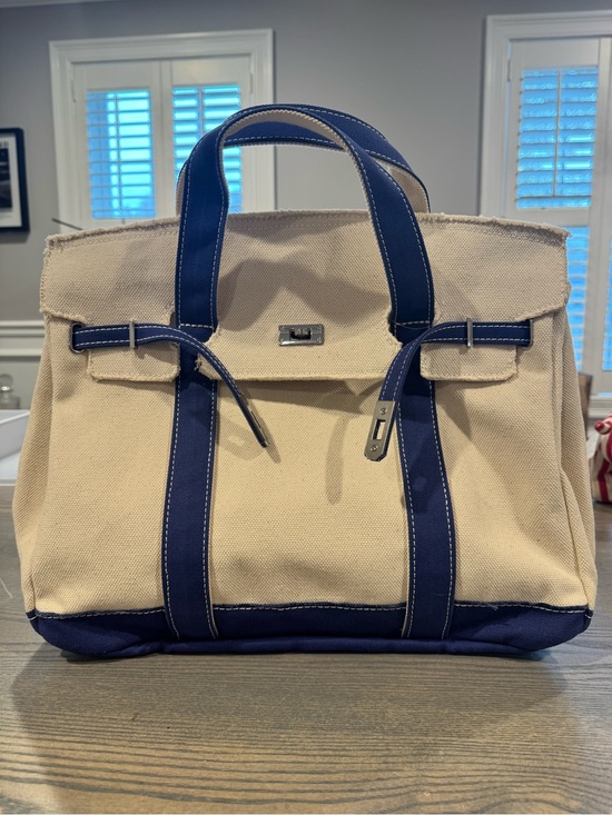 sunwin Handbags - Sunwin boatkin Canvas Tote Bag with Navy Trim